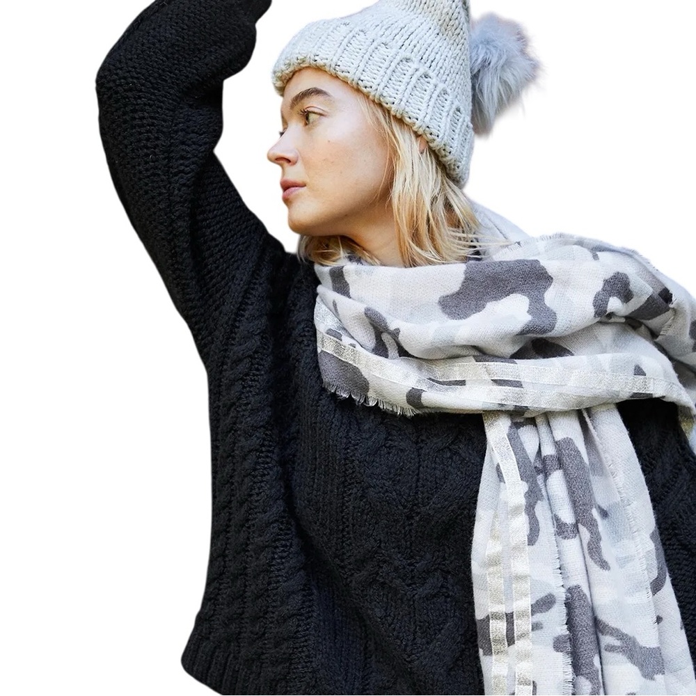 Aerie Gray Camo Knit Scarf